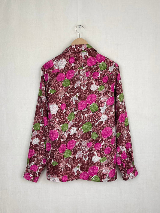 SILK SHIRT WITH ROSES - SIZE 44