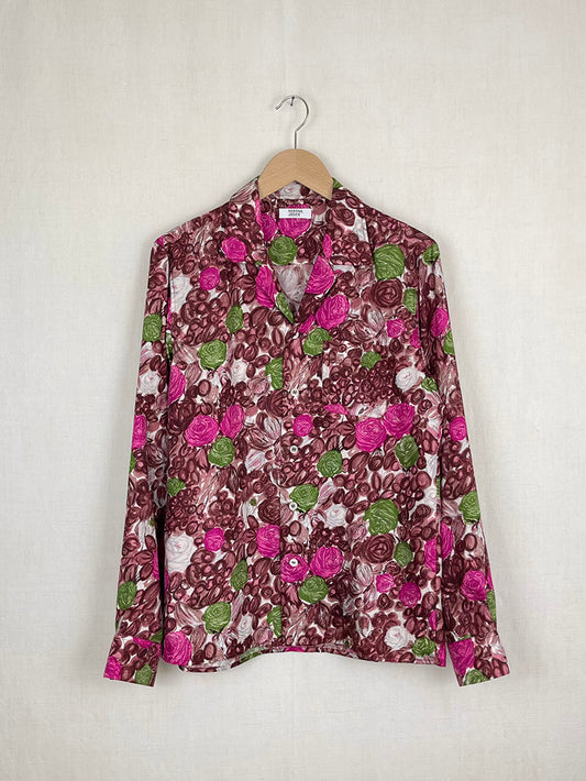 SILK SHIRT WITH ROSES - SIZE 44