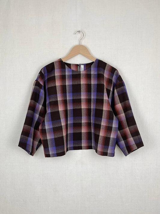 PLAID WOOL TOP - ONE SIZE