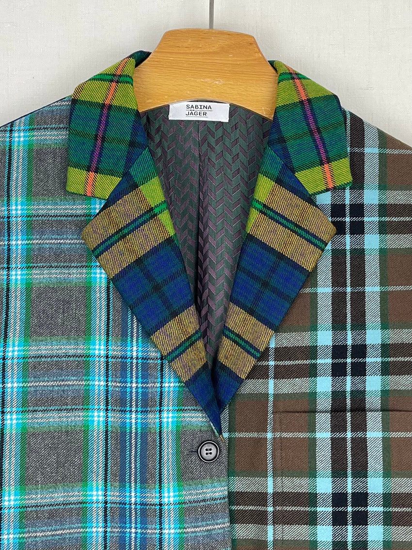 PLAID WOOL JACKET - SIZE S