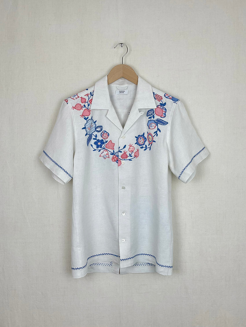 FLORAL EMBROIDERED TABLECLOTH SHIRT - SIZE 44