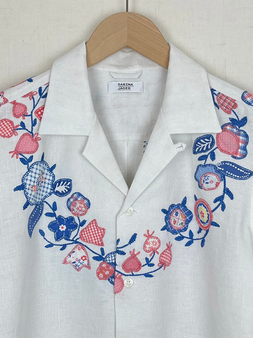 FLORAL EMBROIDERED TABLECLOTH SHIRT - SIZE 44