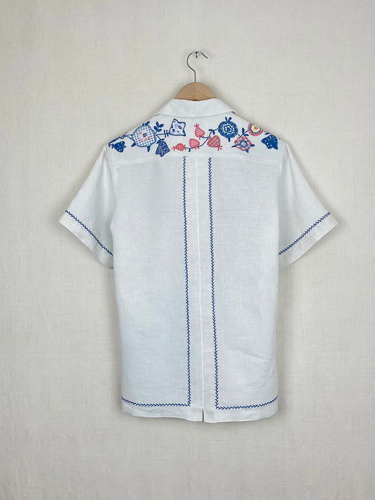 FLORAL EMBROIDERED TABLECLOTH SHIRT - SIZE 44