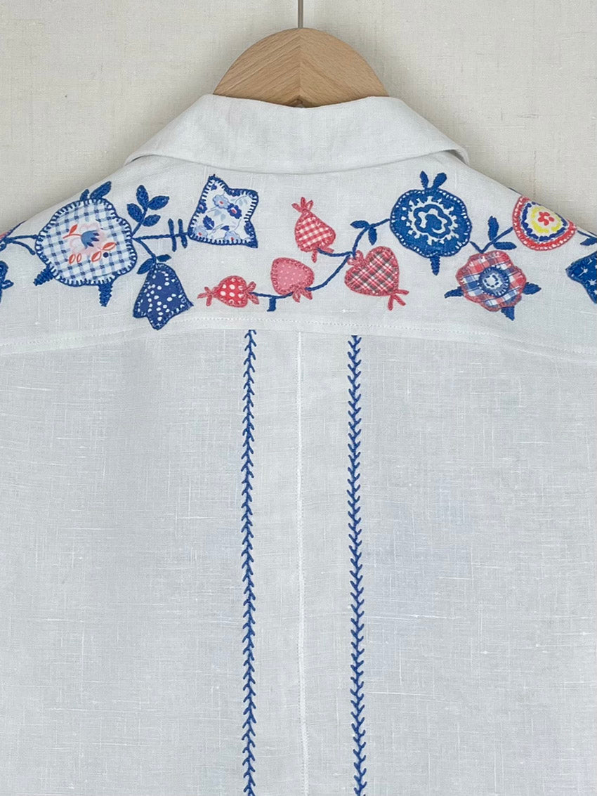 FLORAL EMBROIDERED TABLECLOTH SHIRT - SIZE 44