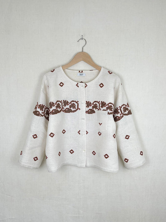 CROSS STITCH TABLECLOTH JACKET - SIZE S