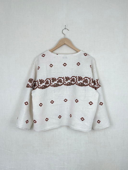 CROSS STITCH TABLECLOTH JACKET - SIZE S