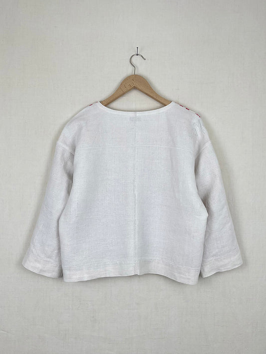 RED CROSS STITCH TABLECLOTH JACKET - SIZE S