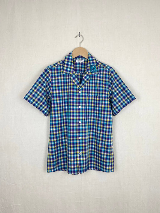 PLAID SHIRT WITH BROOCH - SIZE 44