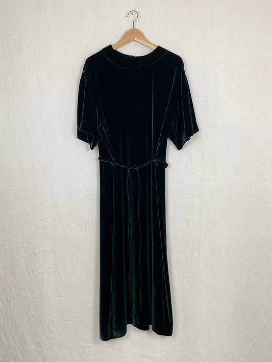 GREEN VELVET DRESS - SIZE S