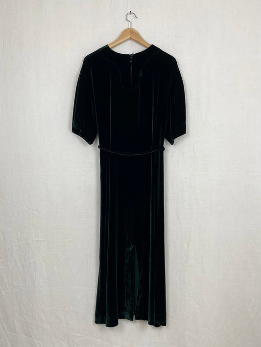 GREEN VELVET DRESS - SIZE S