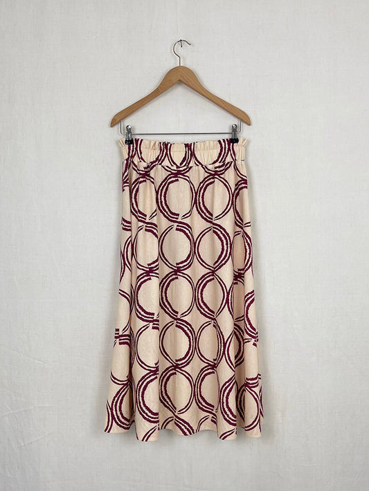 BURGUNDY CIRCLE SKIRT - SIZE S