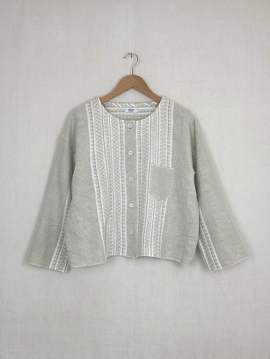 WHITE AND BEIGE TABLECLOTH JACKET - SIZE L