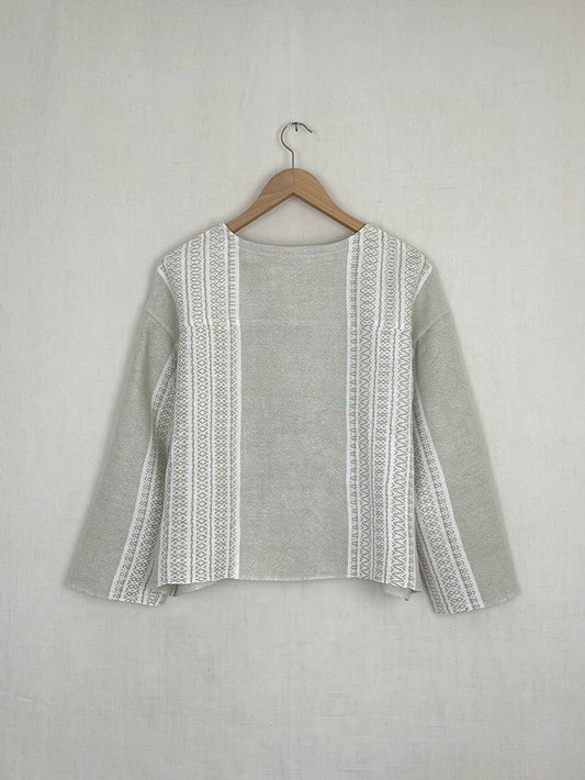 WHITE AND BEIGE TABLECLOTH JACKET - SIZE L