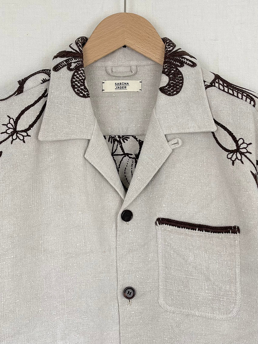 EMBROIDERED TABLECLOTH OVERSHIRT - SIZE 52