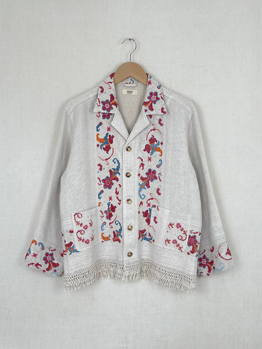 CROSS STITCH TABLECLOTH JACKET - SIZE 48