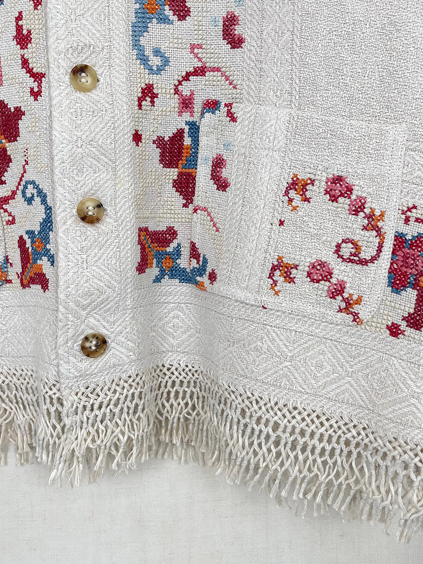 CROSS STITCH TABLECLOTH JACKET - SIZE 48
