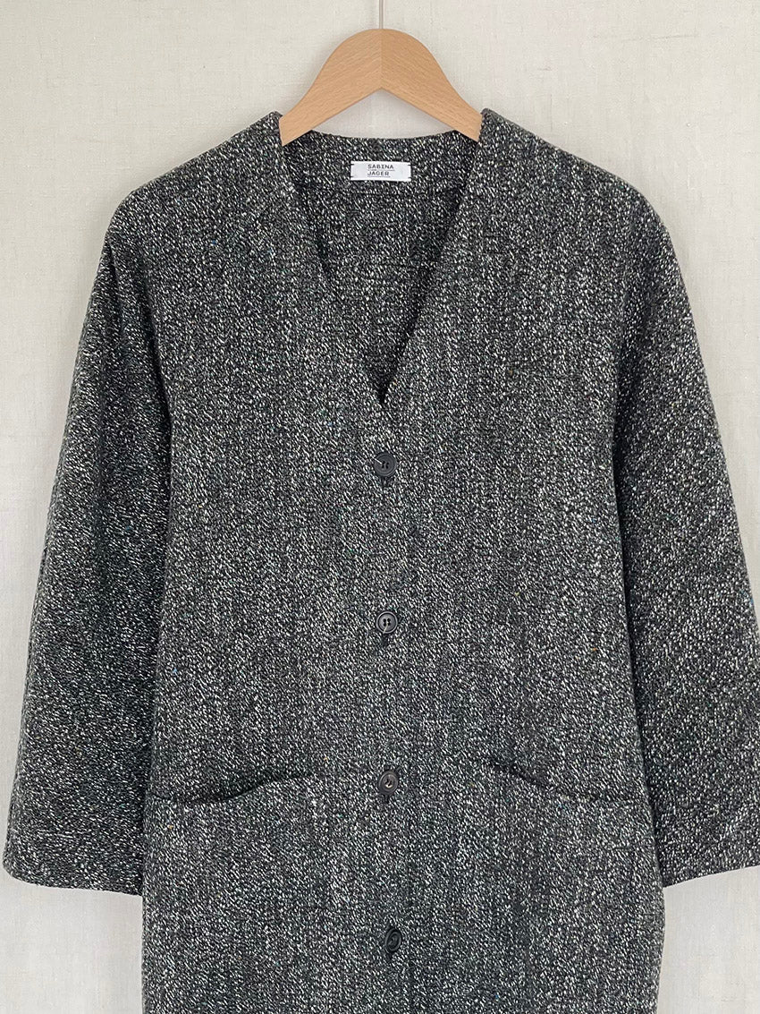 WOVEN FABRIC COAT DRESS - ONE SIZE