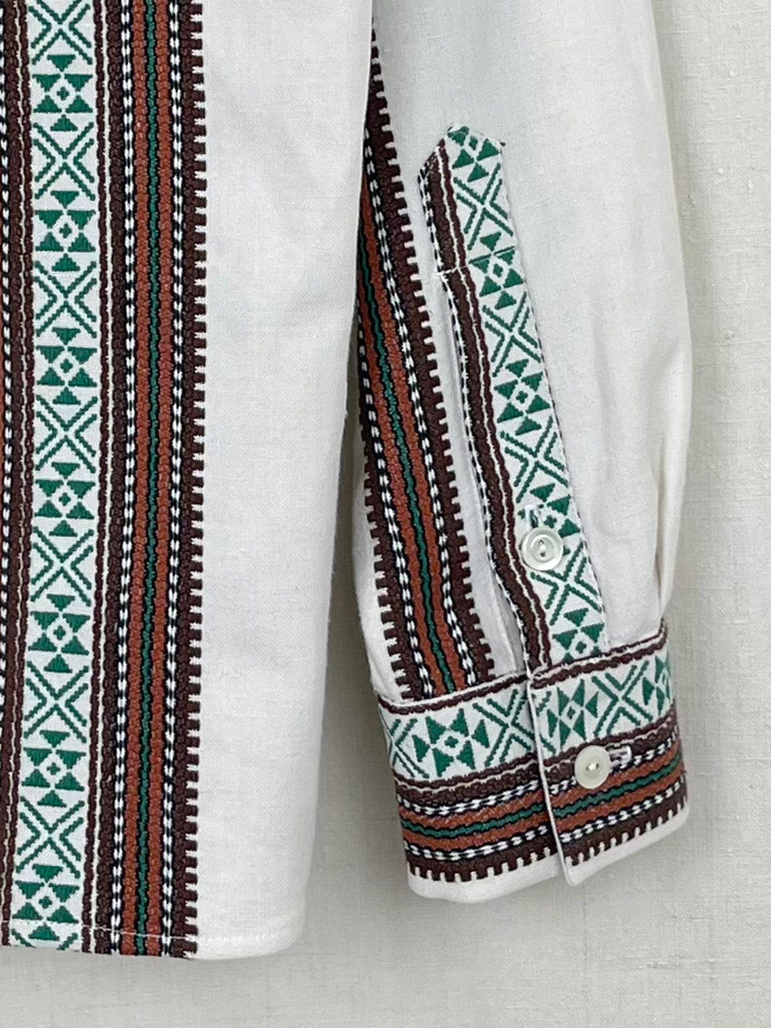 WOVEN STRIPES TABLECLOTH SHIRT - SIZE 44