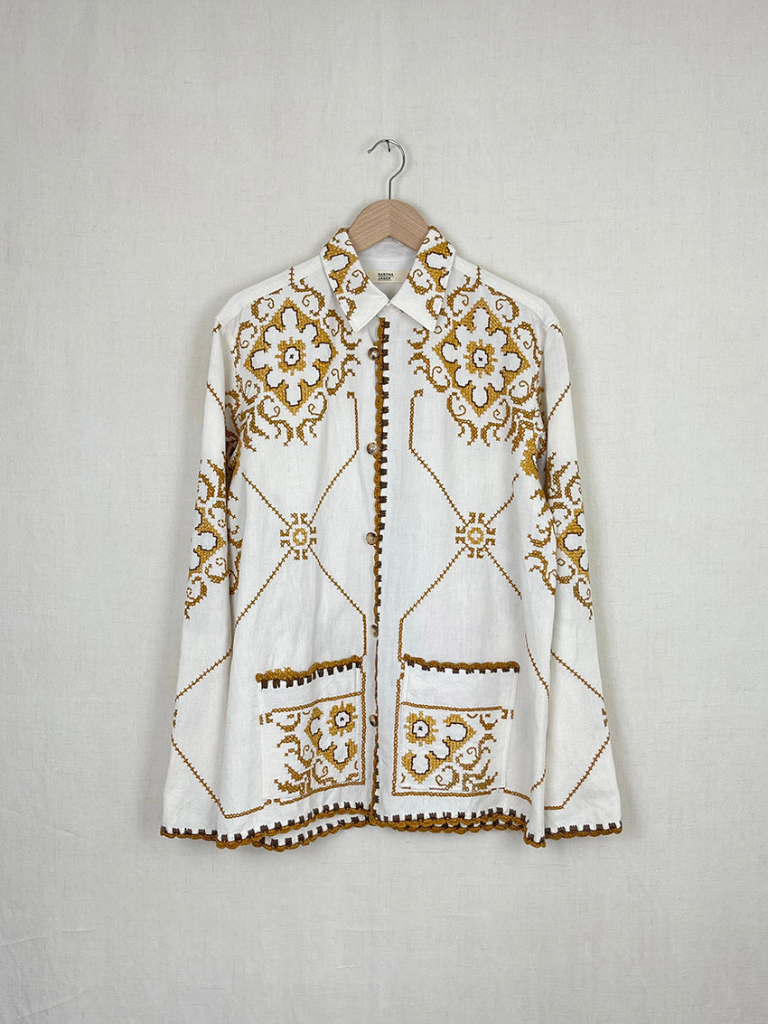 CROSS STITCH TABLECLOTH SHIRT - SIZE 48