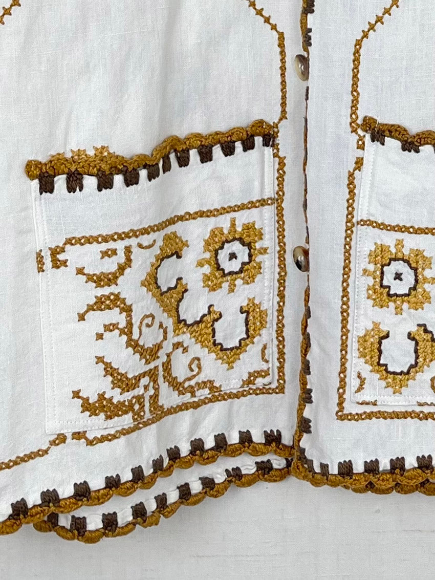 CROSS STITCH TABLECLOTH SHIRT - SIZE 48