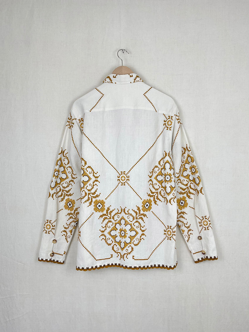 CROSS STITCH TABLECLOTH SHIRT - SIZE 48