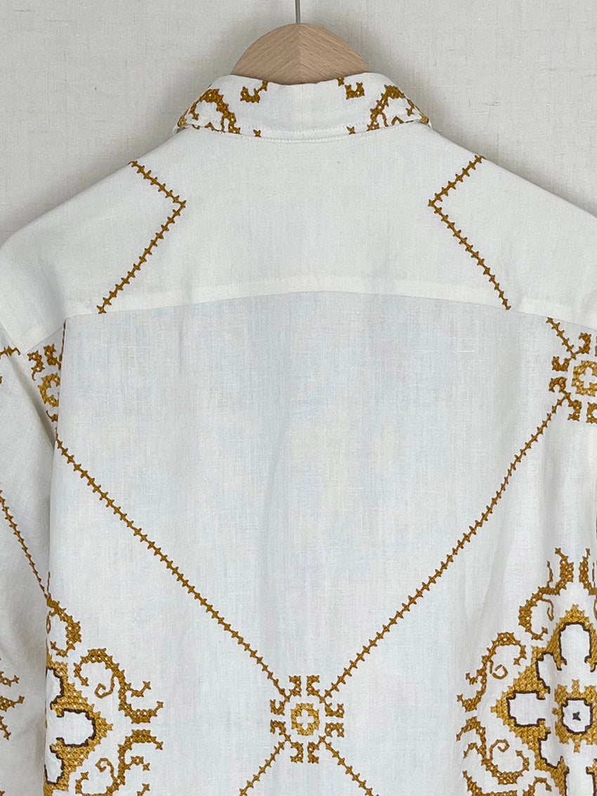 CROSS STITCH TABLECLOTH SHIRT - SIZE 48