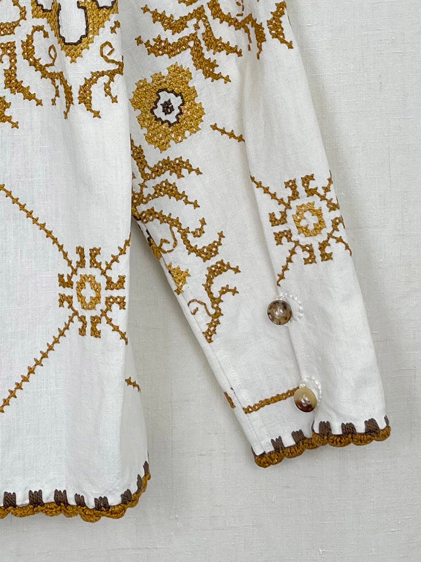 CROSS STITCH TABLECLOTH SHIRT - SIZE 48