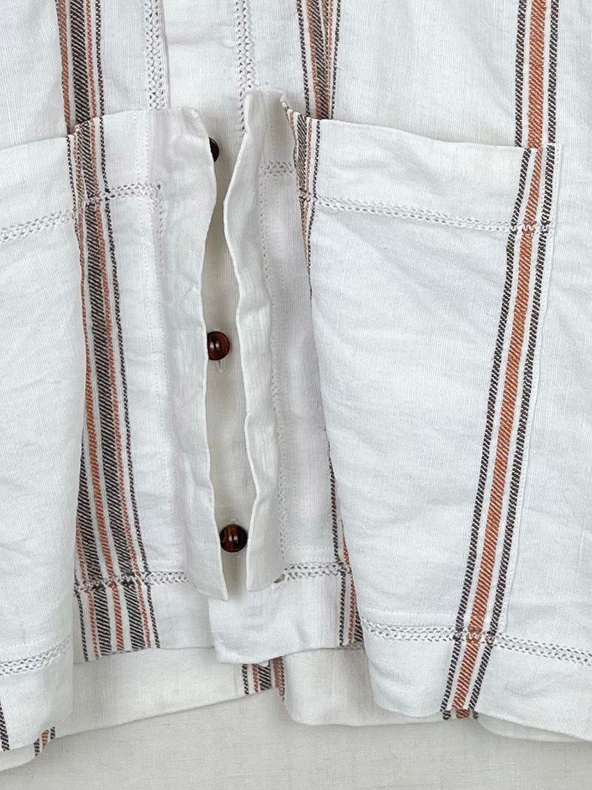 BROWN STRIPED TABLECLOTH OVERSHIRT - SIZE 48