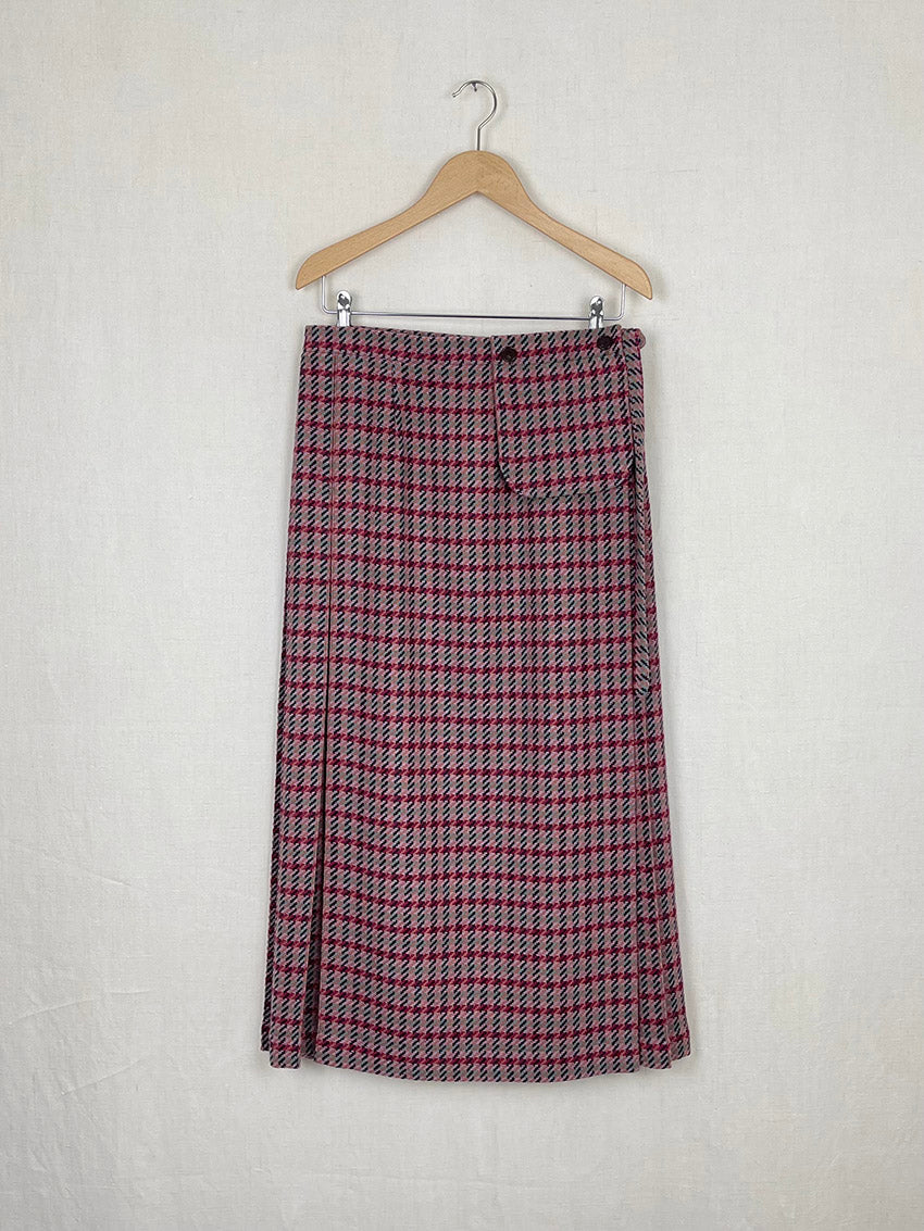 PLAID WOOL SKIRT - SIZE S/M
