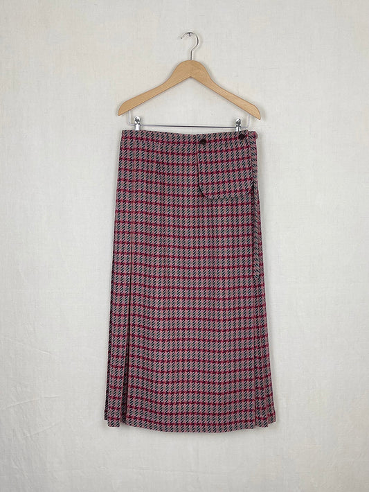 PLAID WOOL SKIRT - SIZE S/M