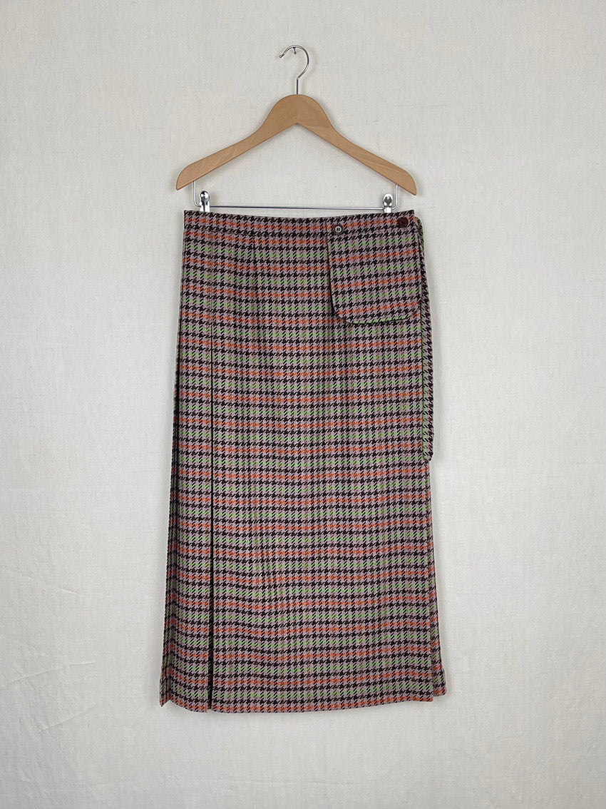 PLAID WOOL SKIRT - SIZE S/M