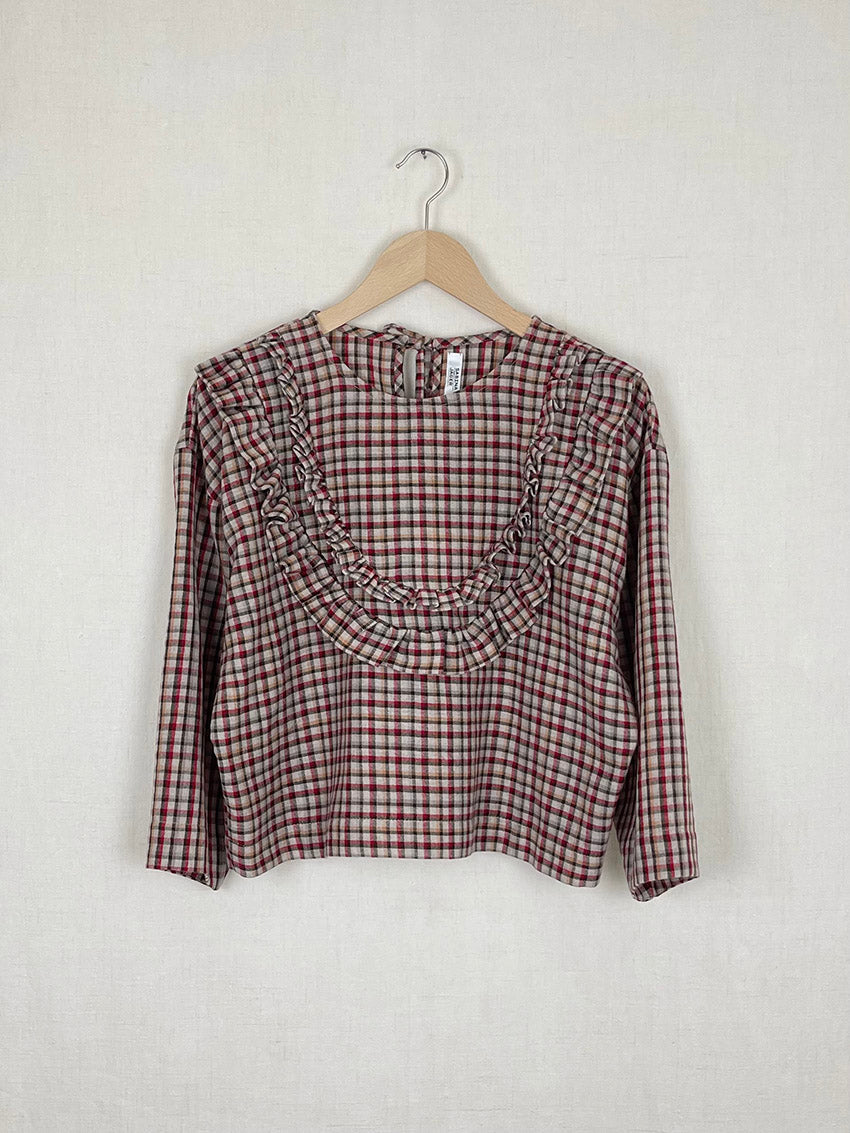 PLAID WOOL TOP - ONE SIZE