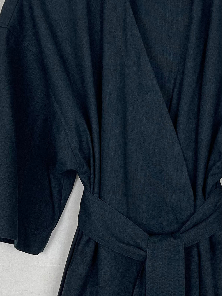 LINEN KIMONO-STYLE DRESS - ONE SIZE