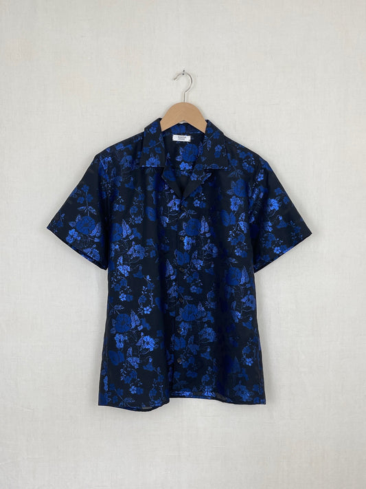 SHIMMERING BLUE FLORAL SHIRT - SIZE 50