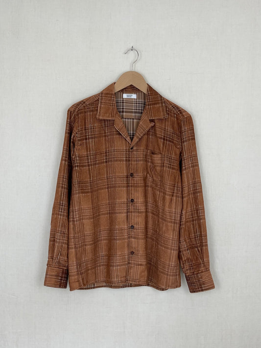 FOX-COLORED VELVET STRIPED SHIRT - SIZE 44