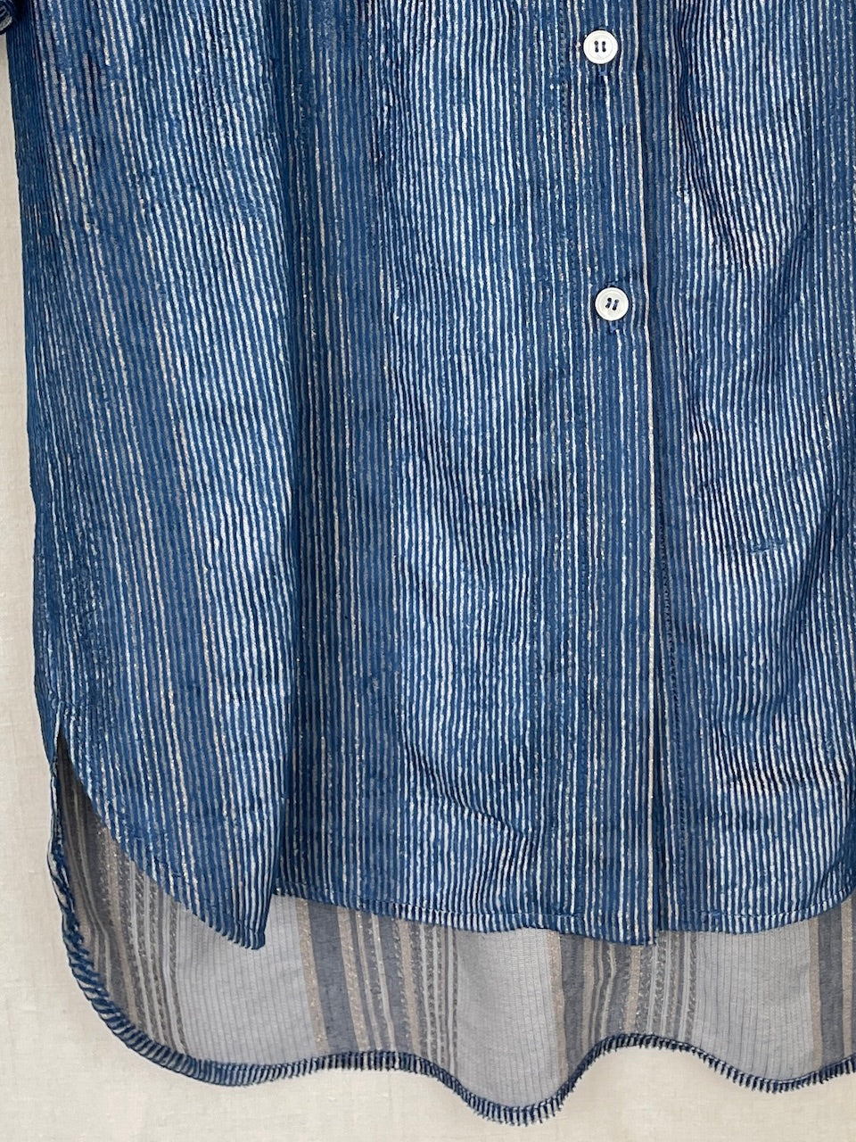 BLUE VELVET STRIPED SHIRT DRESS- SIZE S