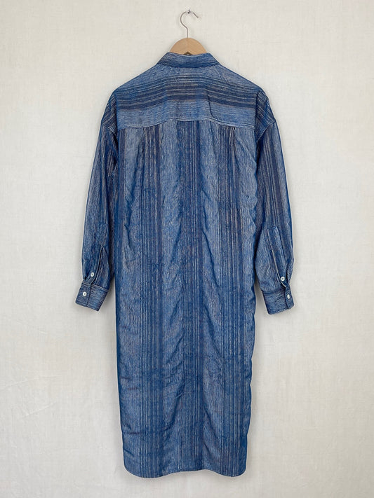 BLUE VELVET STRIPED SHIRT DRESS- SIZE S