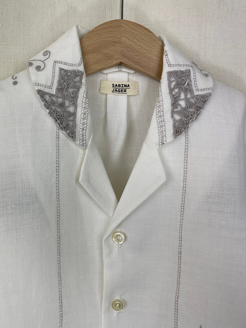 EMBROIDERED LINEN TABLECLOTH SHIRT