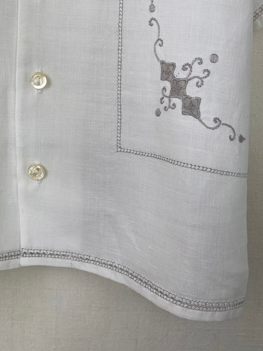 EMBROIDERED LINEN TABLECLOTH SHIRT